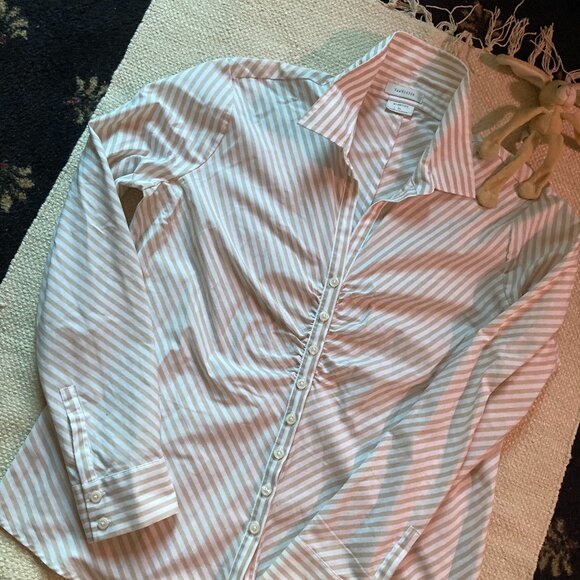 Smart casual Van Heusen xlarge women's blouse in brown and white striped pattern - Picture 1 of 6